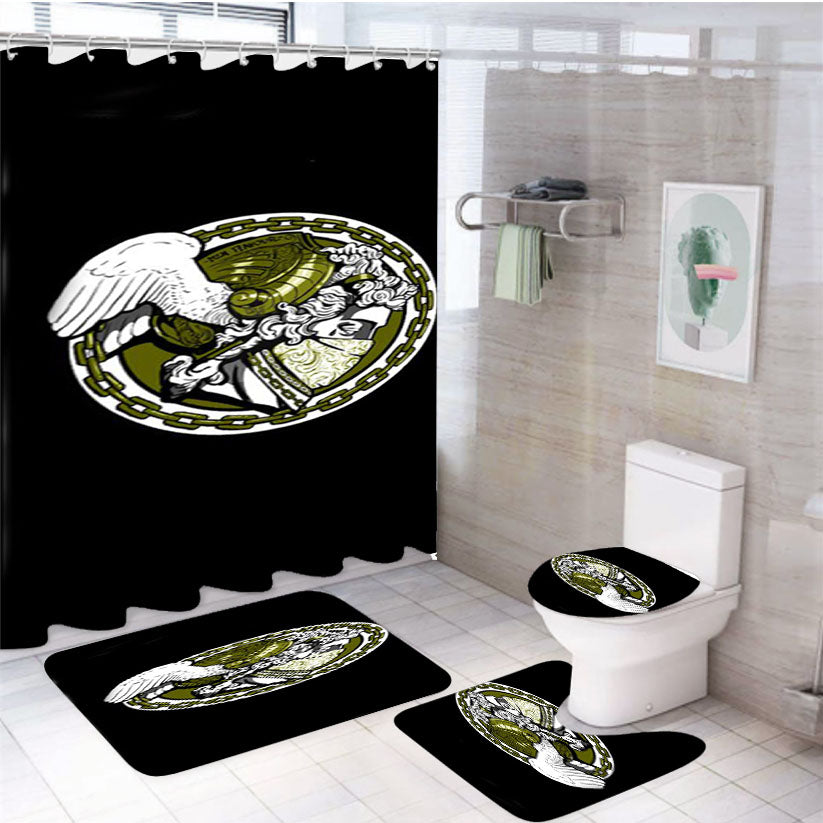 Versace Medusa Logo Gift For Him 4Pcs Bathroom Set Shower Curtain