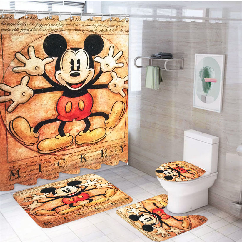 Vitruvian Mickey Mouse 4Pcs Bathroom Set Shower Curtain