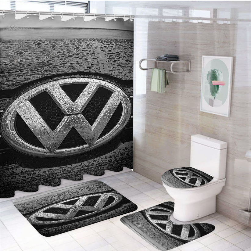 Vw Volkswagen Wet Logo 4Pcs Bathroom Set Shower Curtain