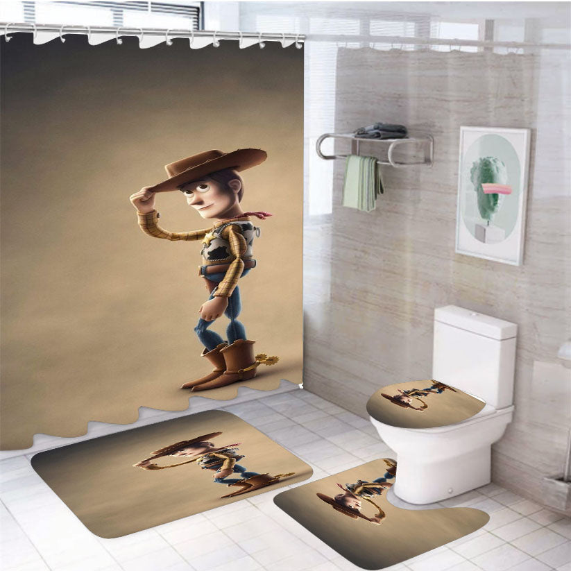 Woody Toy Story 4 Animation Movie 4Pcs Bathroom Set Shower Curtain