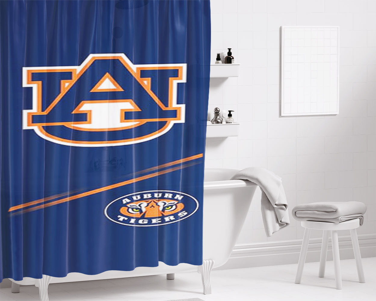 Auburn Tigers Logo 2 Bathroom Shower Curtain Fabric Waterproof | 66 X 72 Inch
