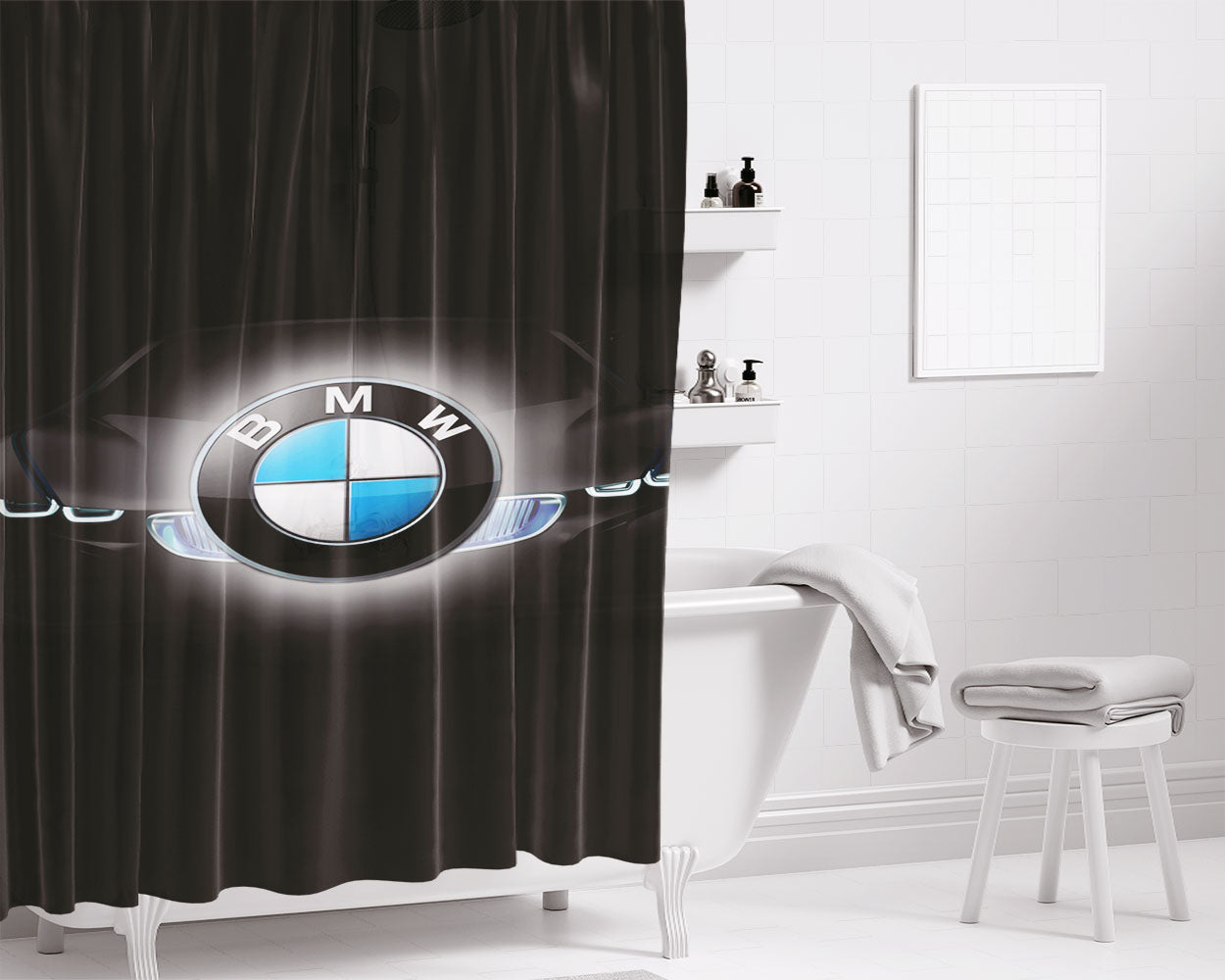 Bmw Car And Logo Bathroom Shower Curtain Fabric Waterproof | 66 X 72 Inch