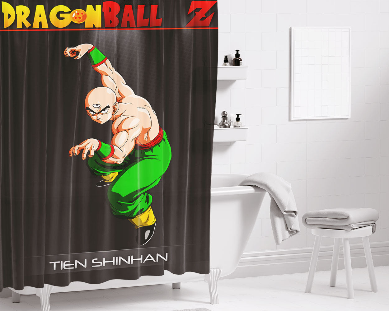 Dragon Ball Z Tien Shinhan Bathroom Shower Curtain Fabric Waterproof | 66 X 72 Inch