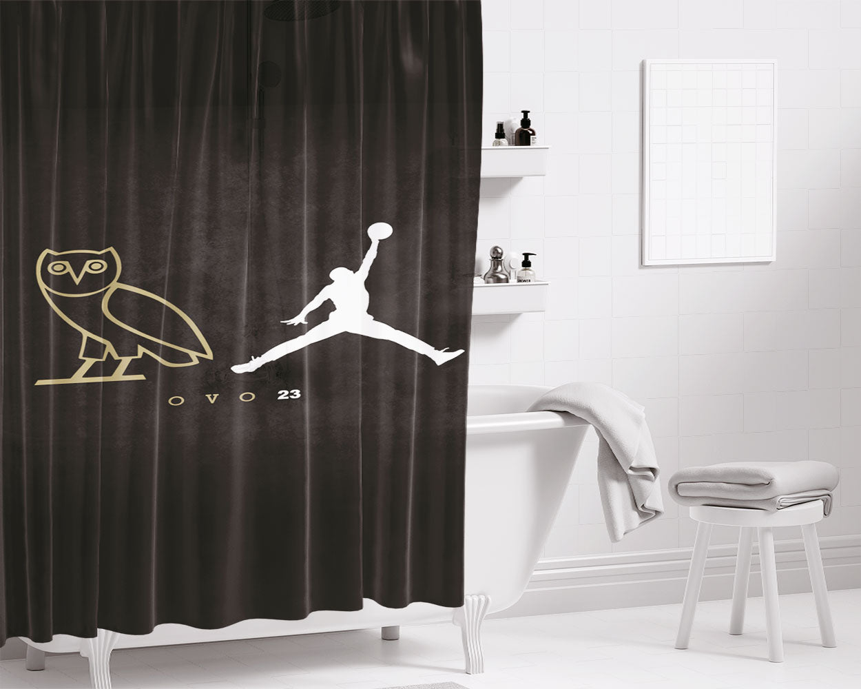Drake Ovo X Jordan Bathroom Shower Curtain Fabric Waterproof | 66 X 72 Inch