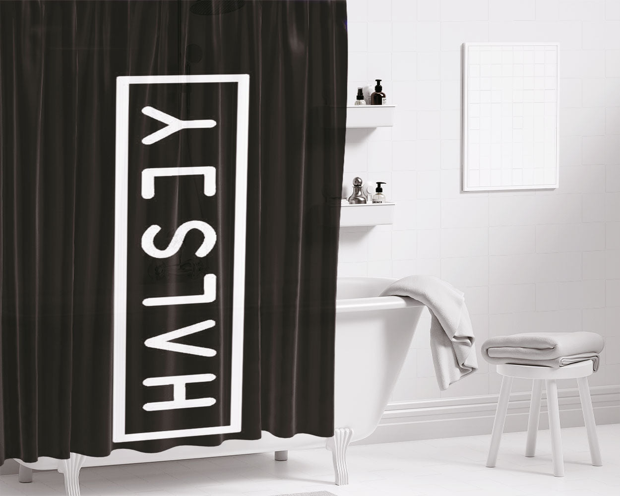 Halsey Logo Bathroom Shower Curtain Fabric Waterproof | 66 X 72 Inch