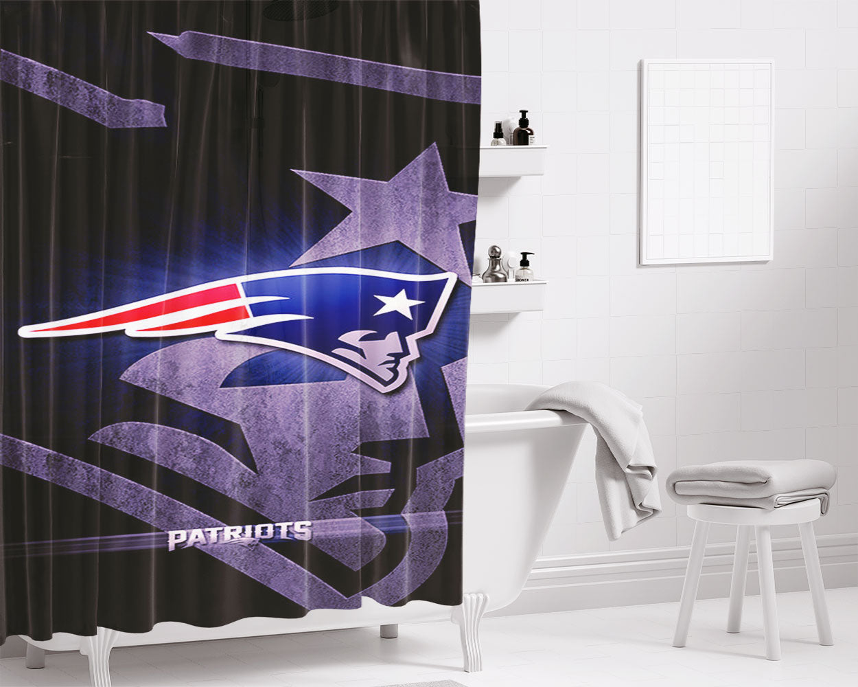 New England Patriots 1 Bathroom Shower Curtain Fabric Waterproof | 66 X 72 Inch