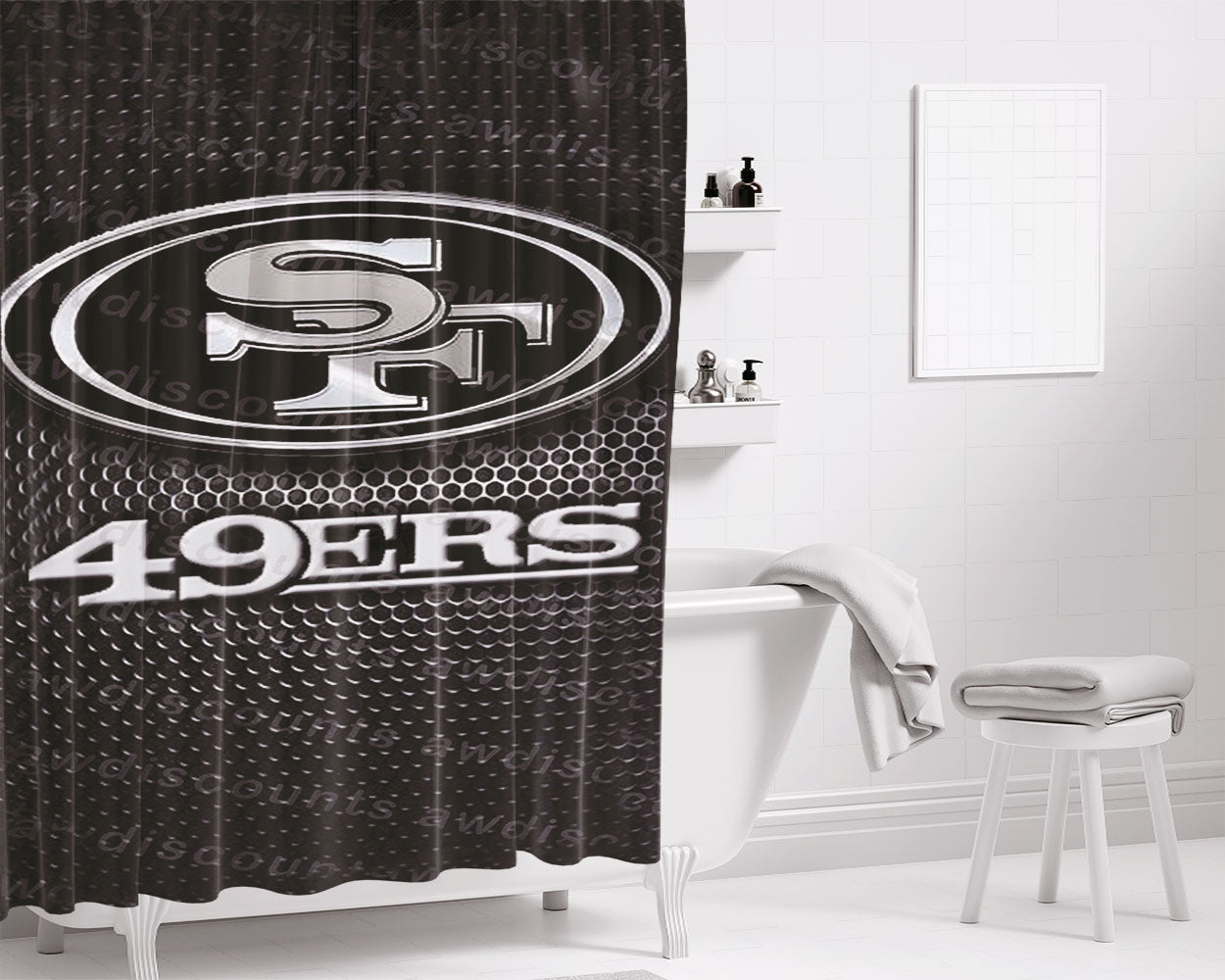 New San Francisco 49Ers Nfl Bathroom Shower Curtain Fabric Waterproof | 66 X 72 Inch