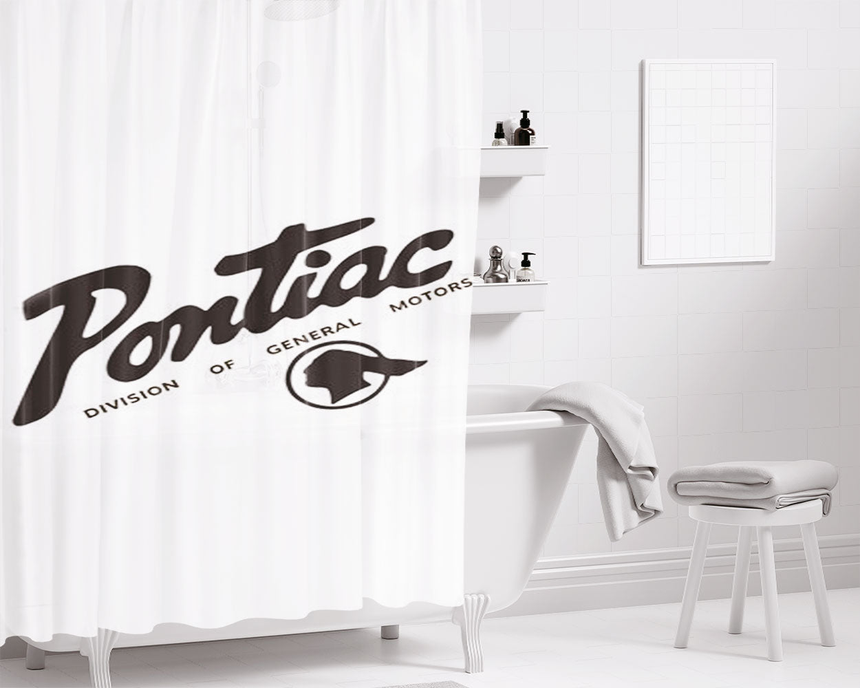 Pontiac Division Of General Motors Bathroom Shower Curtain Fabric Waterproof | 66 X 72 Inch