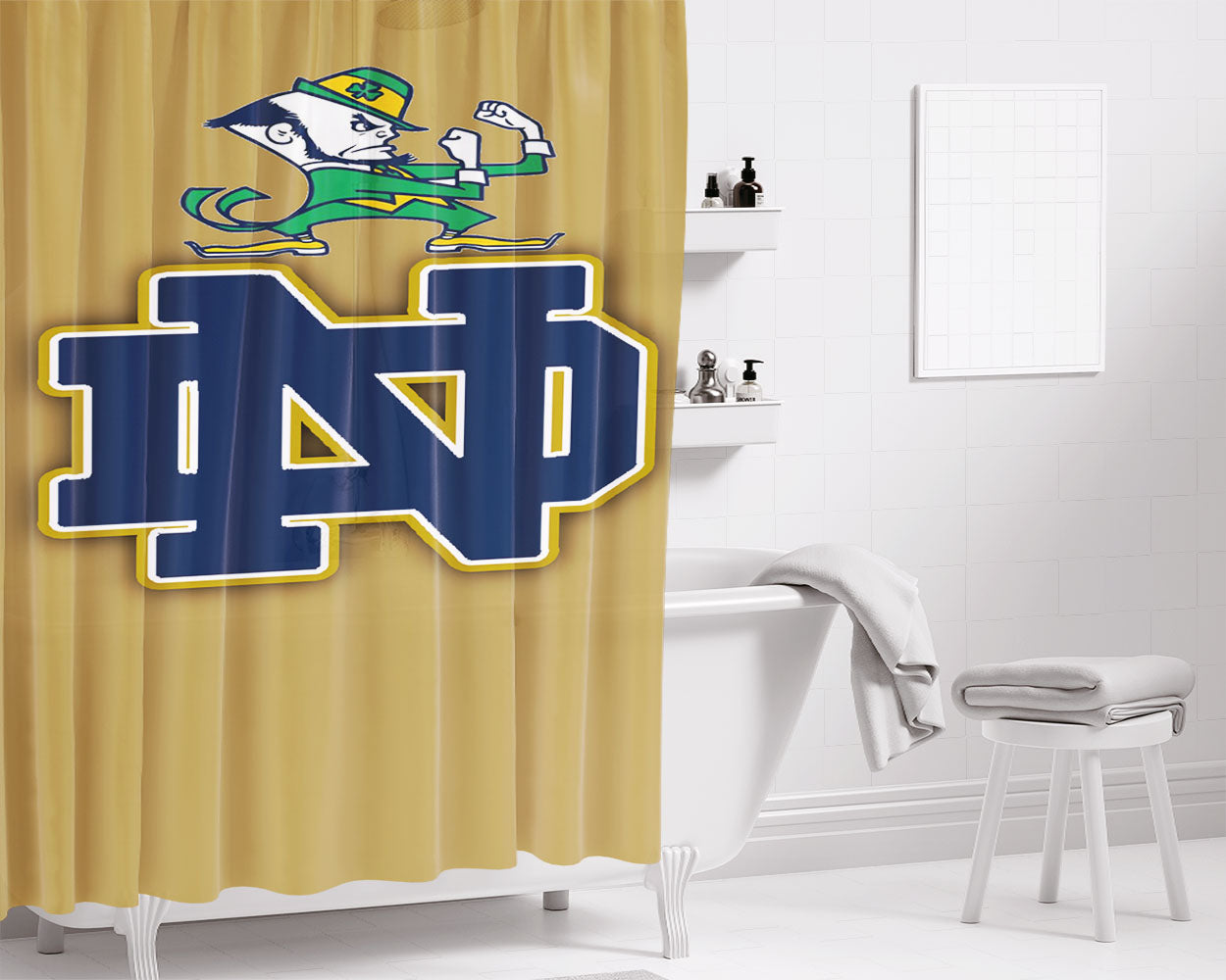 Rare Notre Dame Fighting Irish Bathroom Shower Curtain Fabric Waterproof | 66 X 72 Inch