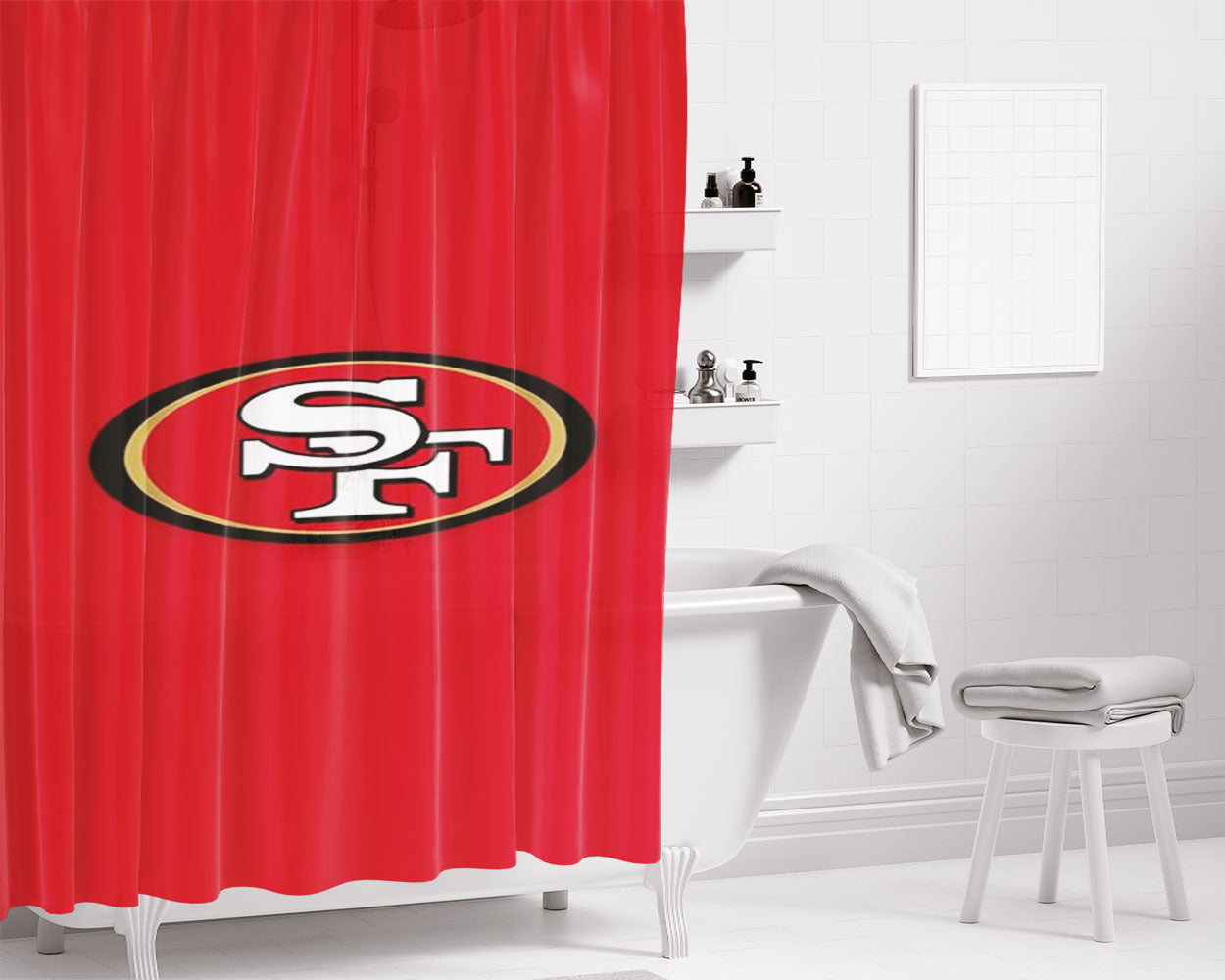 San Francisco 49Ers Sf Bathroom Shower Curtain Fabric Waterproof | 66 X 72 Inch