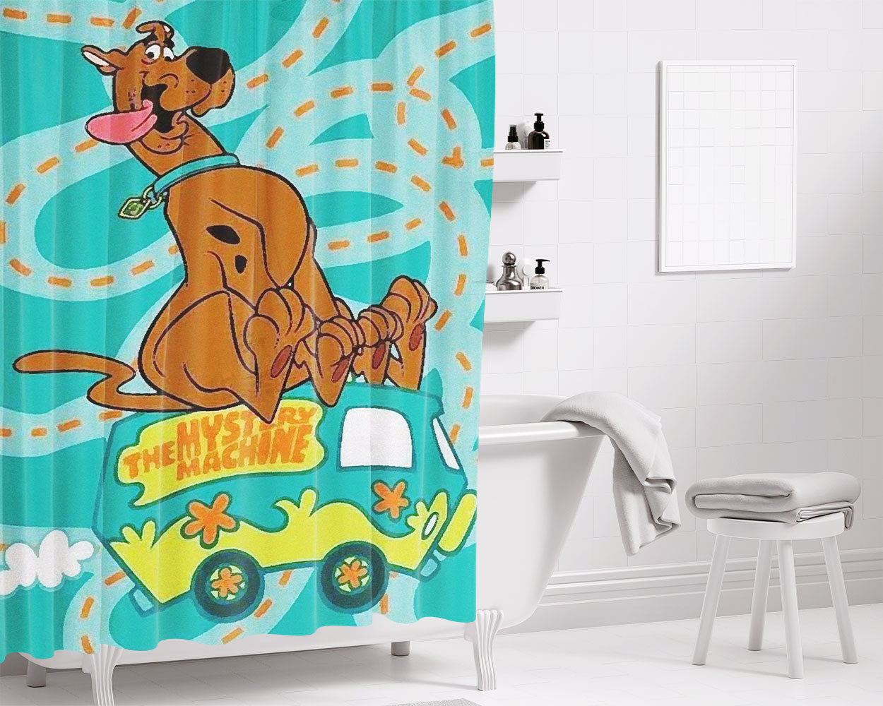 Scooby Doo And Mystery Machine Bathroom Shower Curtain Fabric Waterproof | 66 X 72 Inch