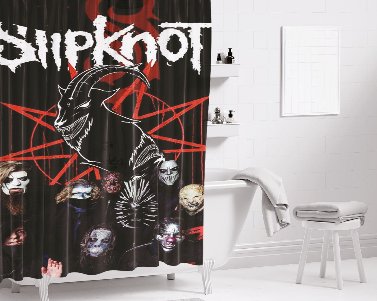 Slipknot Band Poster Art Bathroom Shower Curtain Fabric Waterproof | 66 X 72 Inch