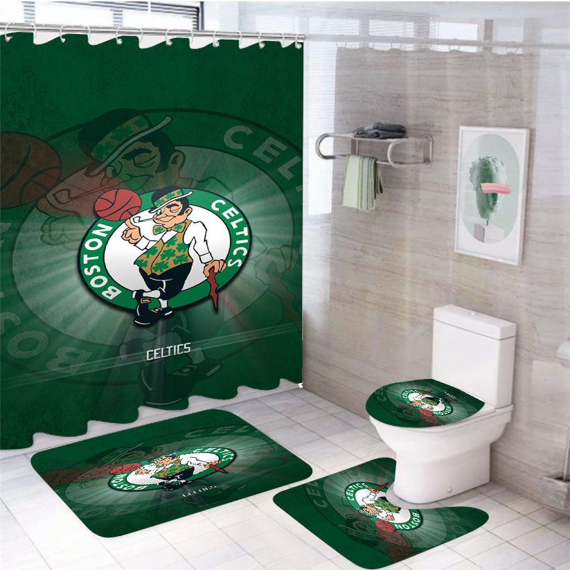Awesome Boston Celtics Logo 4Pcs Bathroom Set Shower Curtain