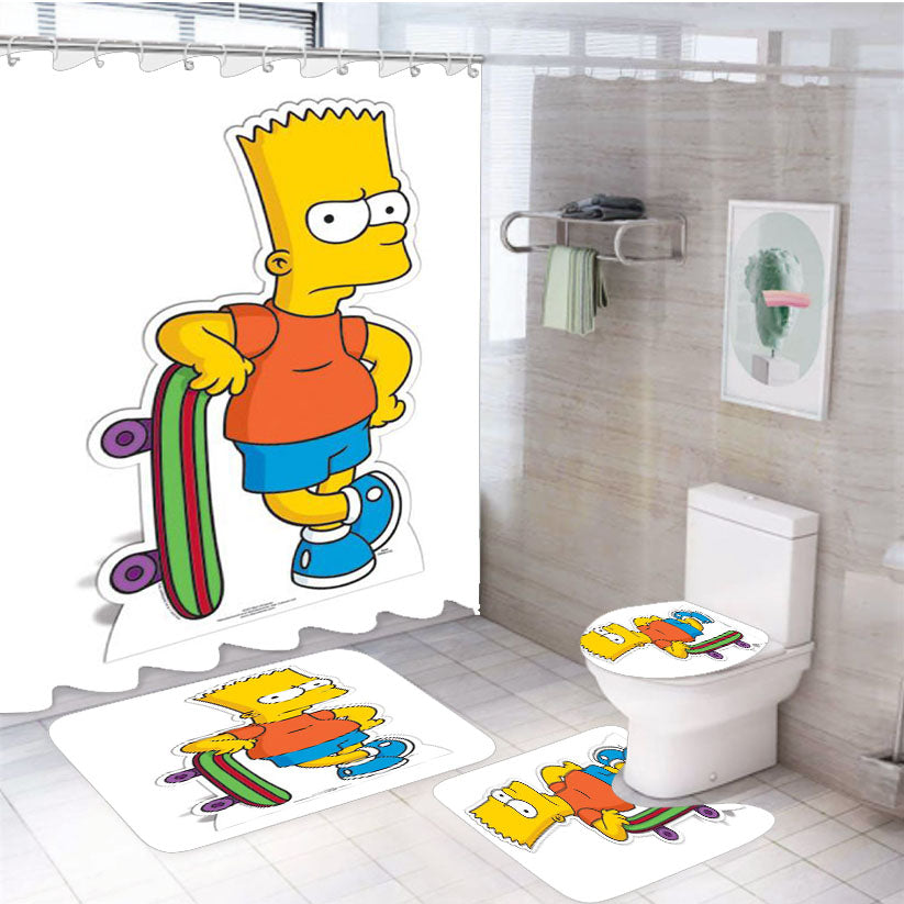Bart Simpson 4Pcs Bathroom Set Shower Curtain