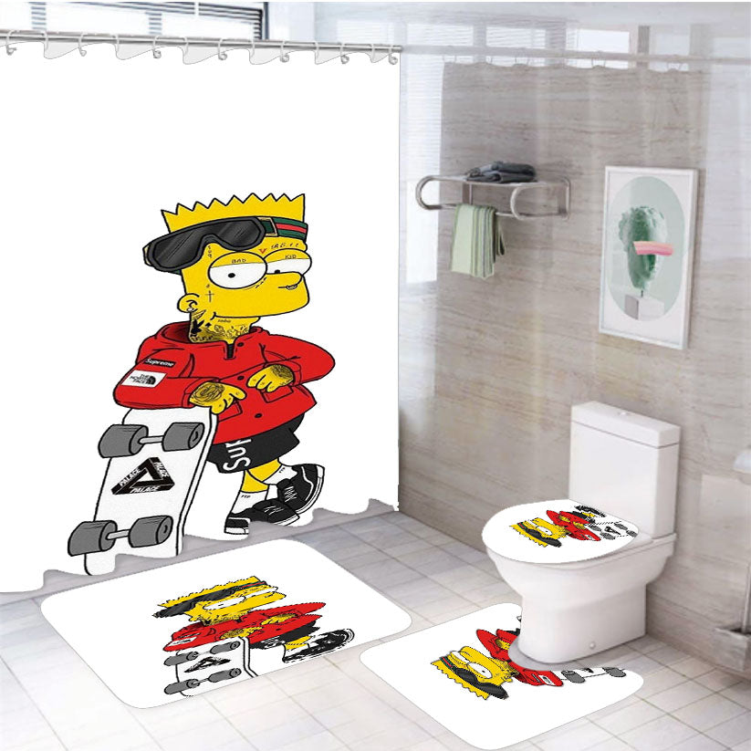 Bart Simpson Hyperbeast 4Pcs Bathroom Set Shower Curtain