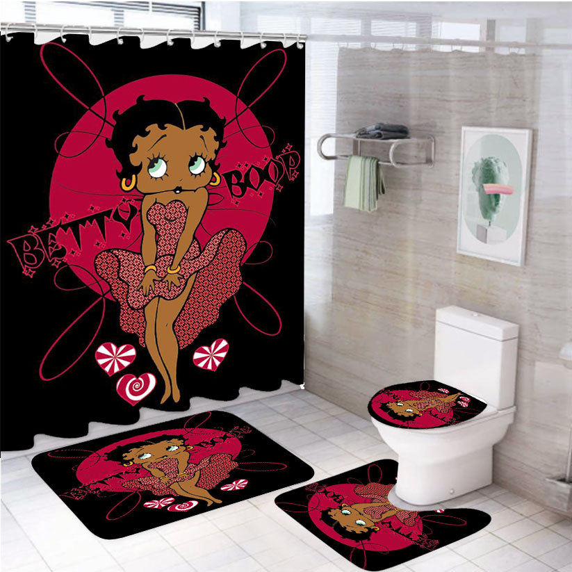 Betty Boop Emo 4Pcs Bathroom Set Shower Curtain