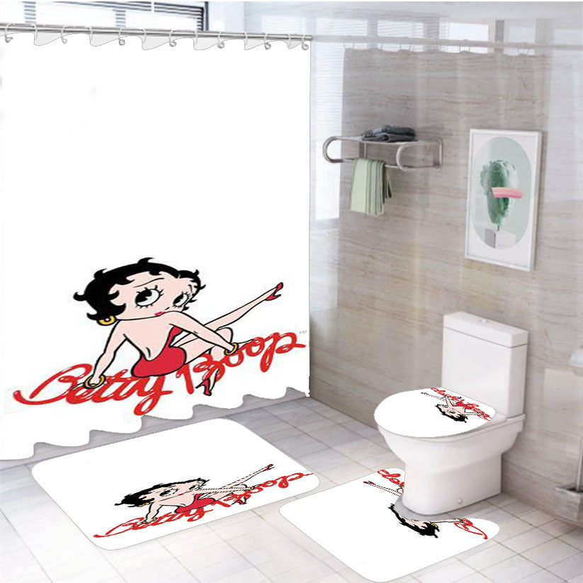 Betty Boop Sexy Red Dress 4Pcs Bathroom Set Shower Curtain