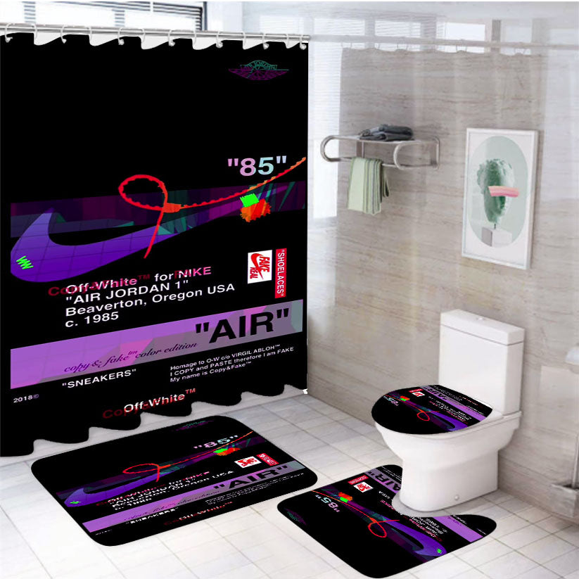 Black Aesthetic Off White Air 4Pcs Bathroom Set Shower Curtain