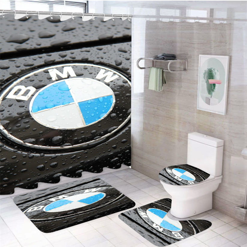 Bmw Logo Car Photography Wallpaper 4Pcs Bathroom Set Shower Curtain