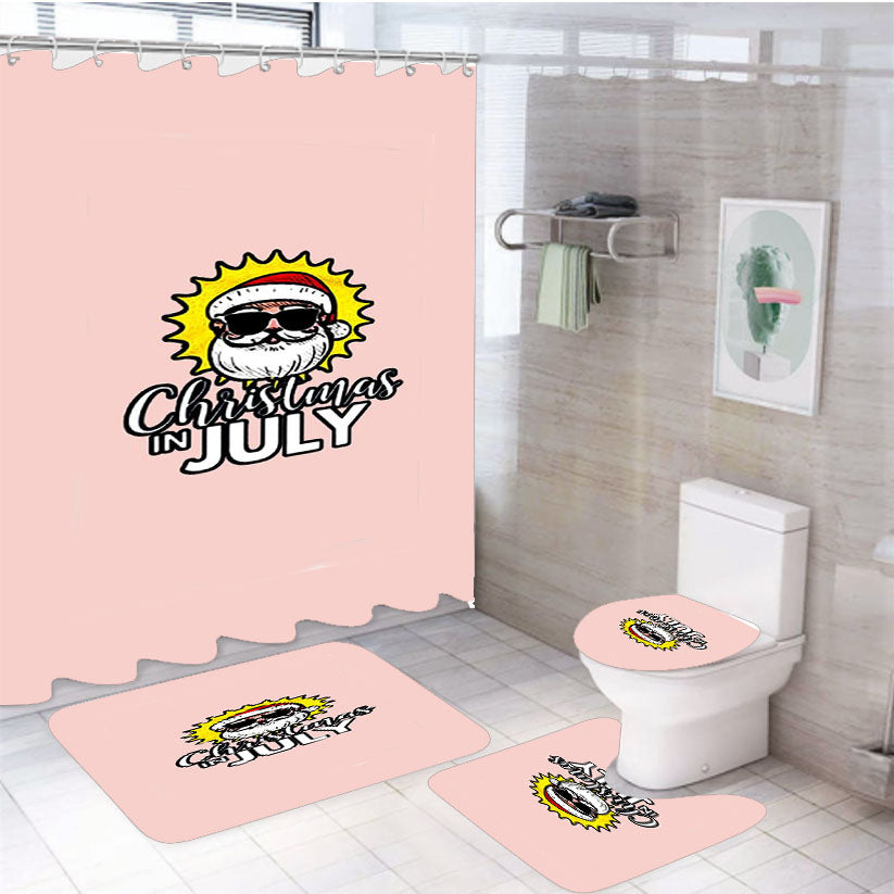 Christmas In July Santa With Sunglasses 4Pcs Bathroom Set Shower Curtain