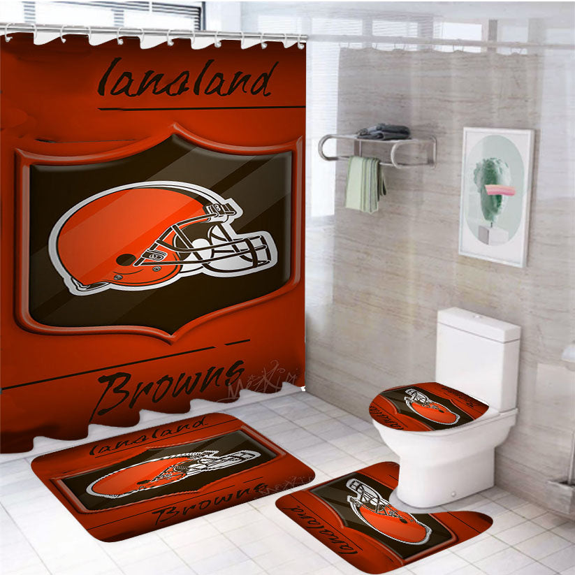 Cleveland Browns Dawg Pound Footbal 4Pcs Bathroom Set Shower Curtain