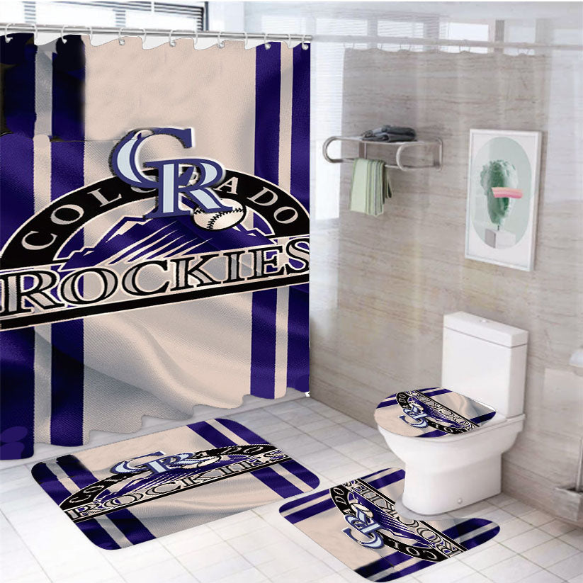 Colorado Rockies Baseball Cr 4Pcs Bathroom Set Shower Curtain