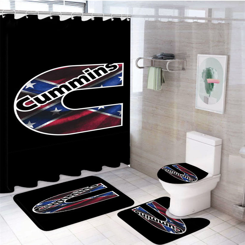 Cummins Flag Logo 4Pcs Bathroom Set Shower Curtain