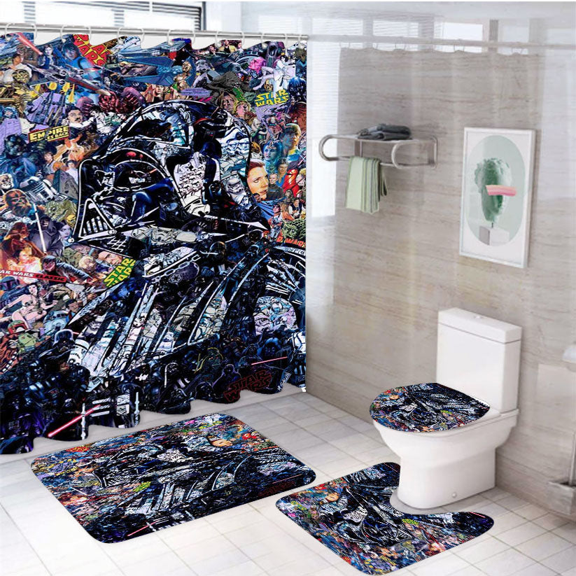 Darth Vader Star Wars Photo Collages 4Pcs Bathroom Set Shower Curtain
