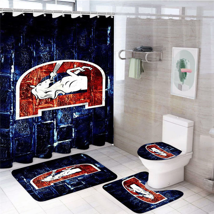 Denver Broncos 2 4Pcs Bathroom Set Shower Curtain