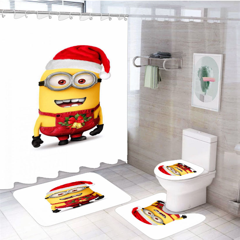 Despicable Me Minion Christmas 4Pcs Bathroom Set Shower Curtain