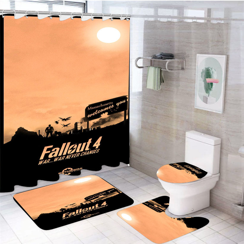 Fallout 4 Massachusetts 4Pcs Bathroom Set Shower Curtain