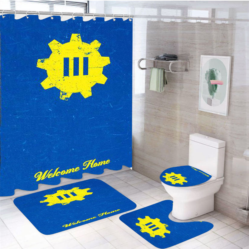 Fallout 4 Vault Welcome Home 4Pcs Bathroom Set Shower Curtain
