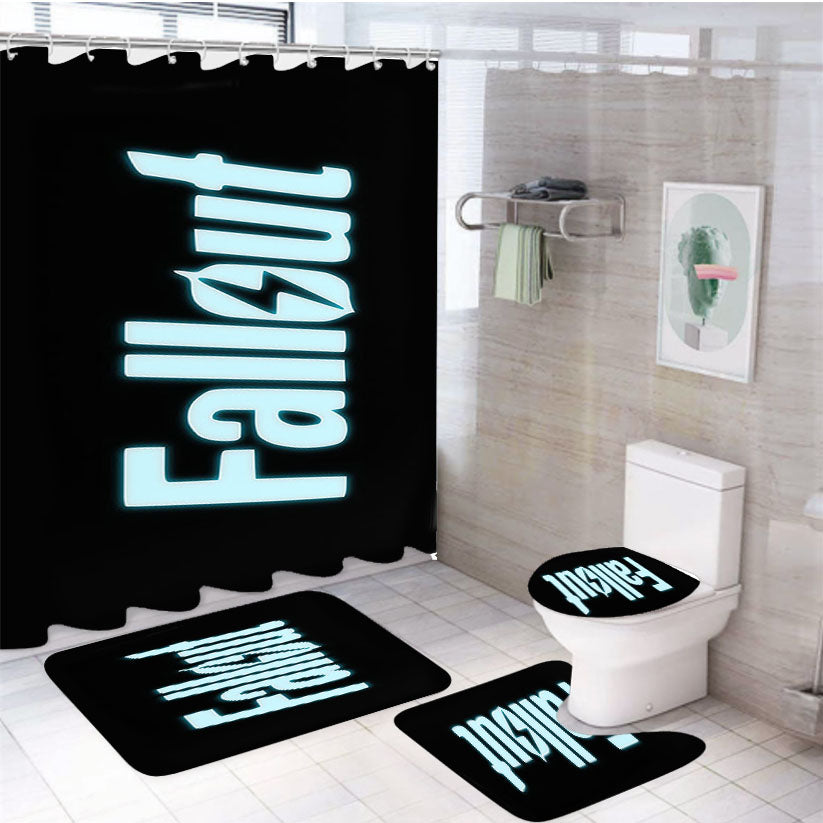 Fallout Black Logo 4Pcs Bathroom Set Shower Curtain