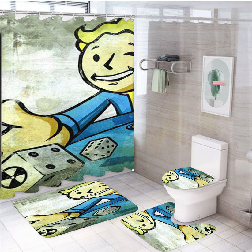 Fallout Gambling 4Pcs Bathroom Set Shower Curtain