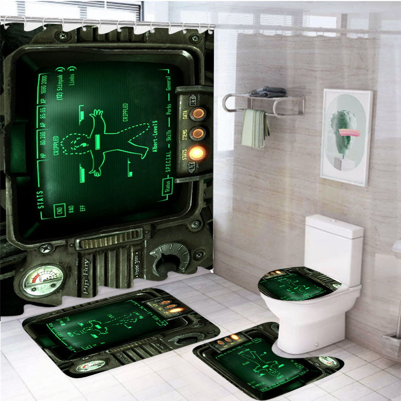 Fallout Pib Boy Wallpapers 4Pcs Bathroom Set Shower Curtain