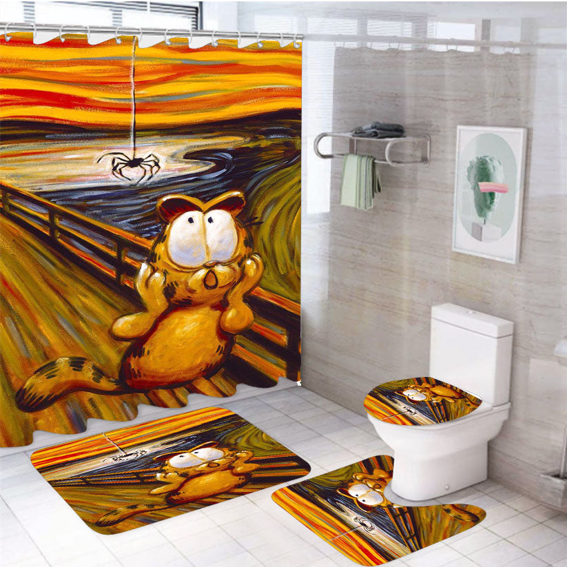 Garfield Of The Scream 4Pcs Bathroom Set Shower Curtain