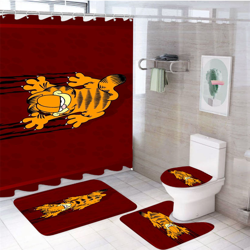 Garfield Wallpapers 4Pcs Bathroom Set Shower Curtain
