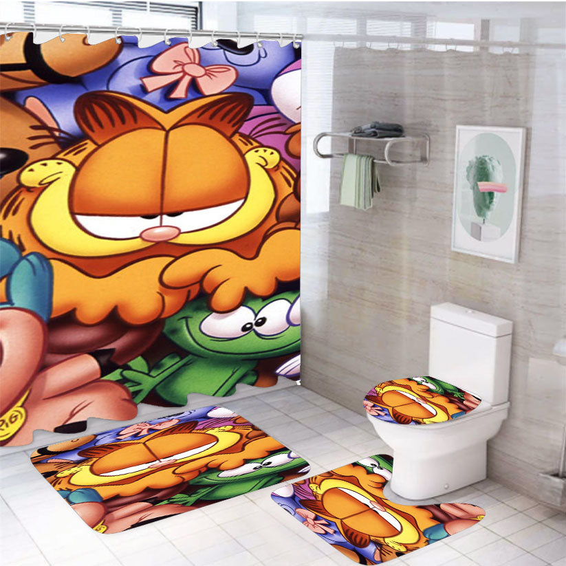 Garfield With Many Toys 4Pcs Bathroom Set Shower Curtain