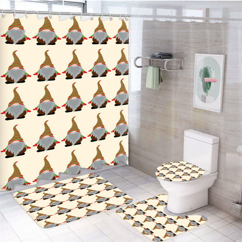 Gonk Pattern - Christmas 4Pcs Bathroom Set Shower Curtain