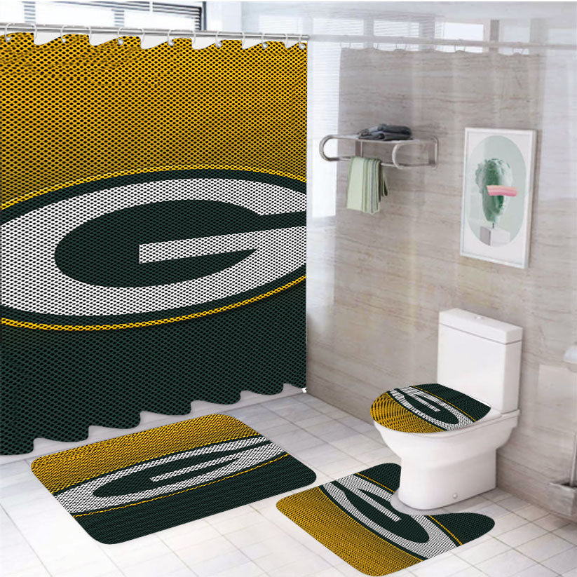Green Bay Packers Football Logo 4Pcs Bathroom Set Shower Curtain