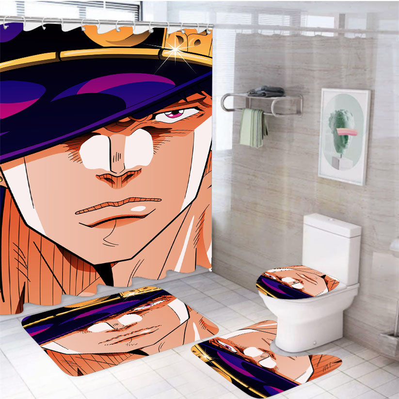 Jojo Bizarre Adventure Jotaro Kujo 4Pcs Bathroom Set Shower Curtain