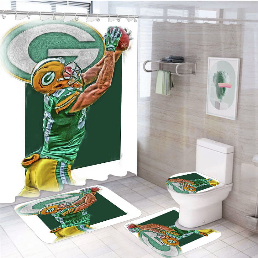 Jordy Nelson Green Bay Packers Oil Art 4Pcs Bathroom Set Shower Curtain