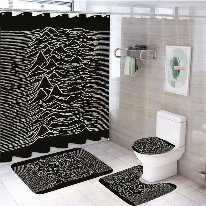 Joy Division Unknown Pleasures 4Pcs Bathroom Set Shower Curtain