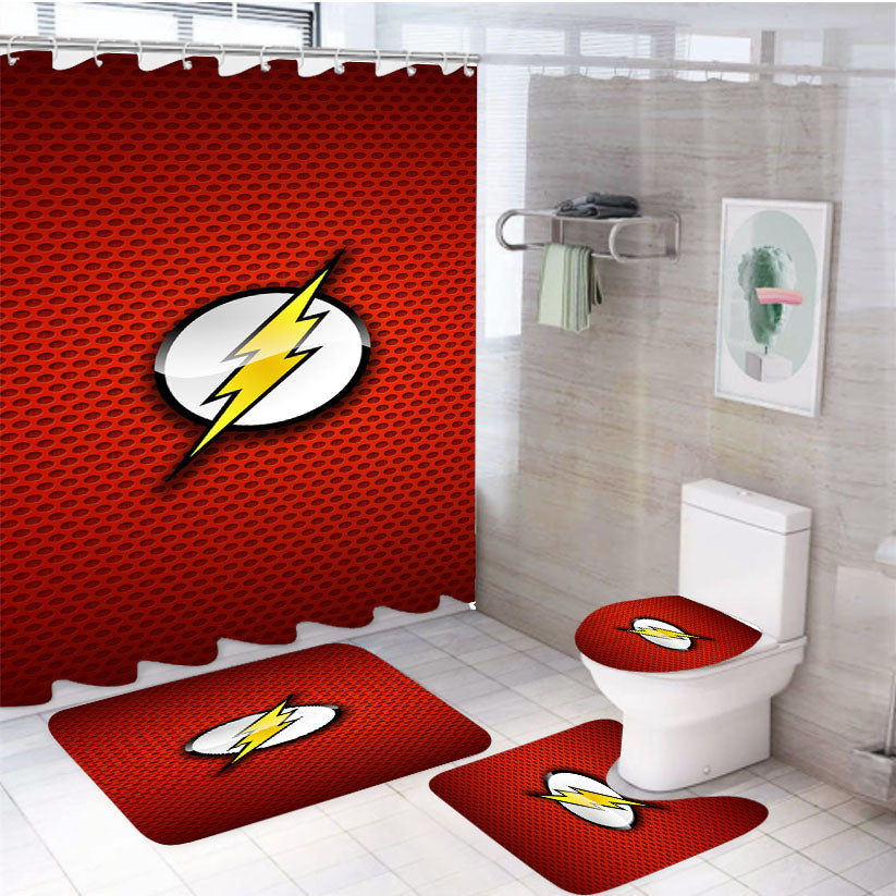 Justice League The Flash Logo 4Pcs Bathroom Set Shower Curtain
