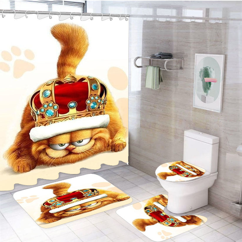 King Garfield 4Pcs Bathroom Set Shower Curtain