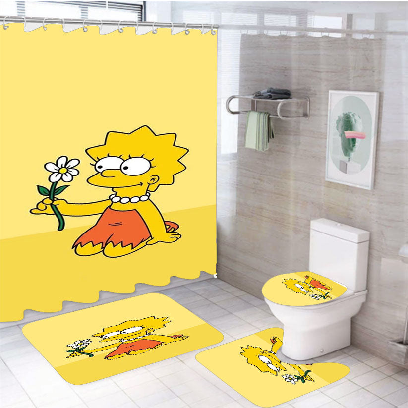 Lisa Simpson And Flower 4Pcs Bathroom Set Shower Curtain