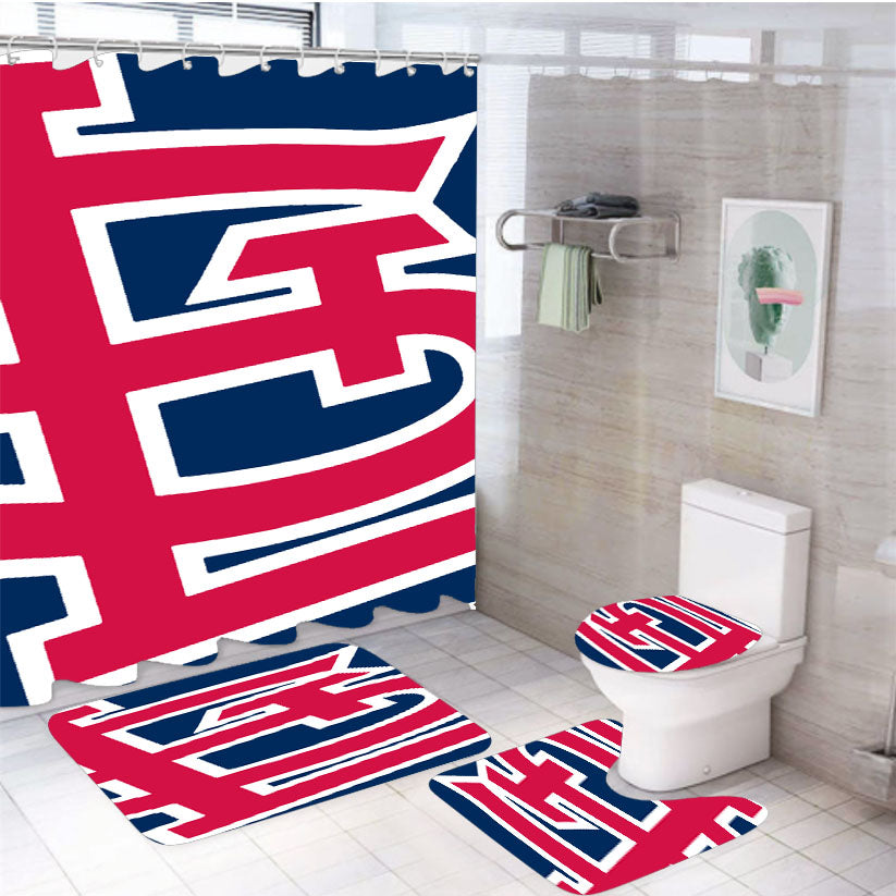 Logo St Louis Cardinals 4Pcs Bathroom Set Shower Curtain