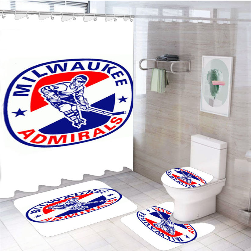 Milwaukee Admirals Hockey Team Logo 4Pcs Bathroom Set Shower Curtain