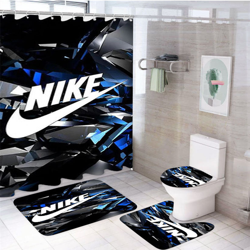 Nike Crystal Logo 4Pcs Bathroom Set Shower Curtain