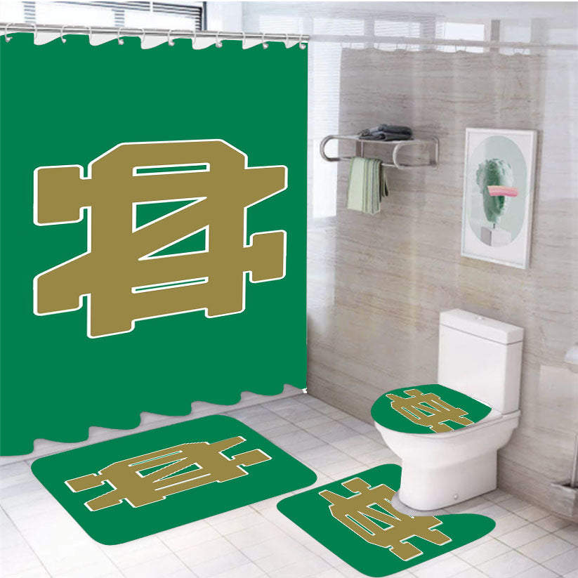 Notre Dame Fighting Irish Gold And Green 4Pcs Bathroom Set Shower Curtain